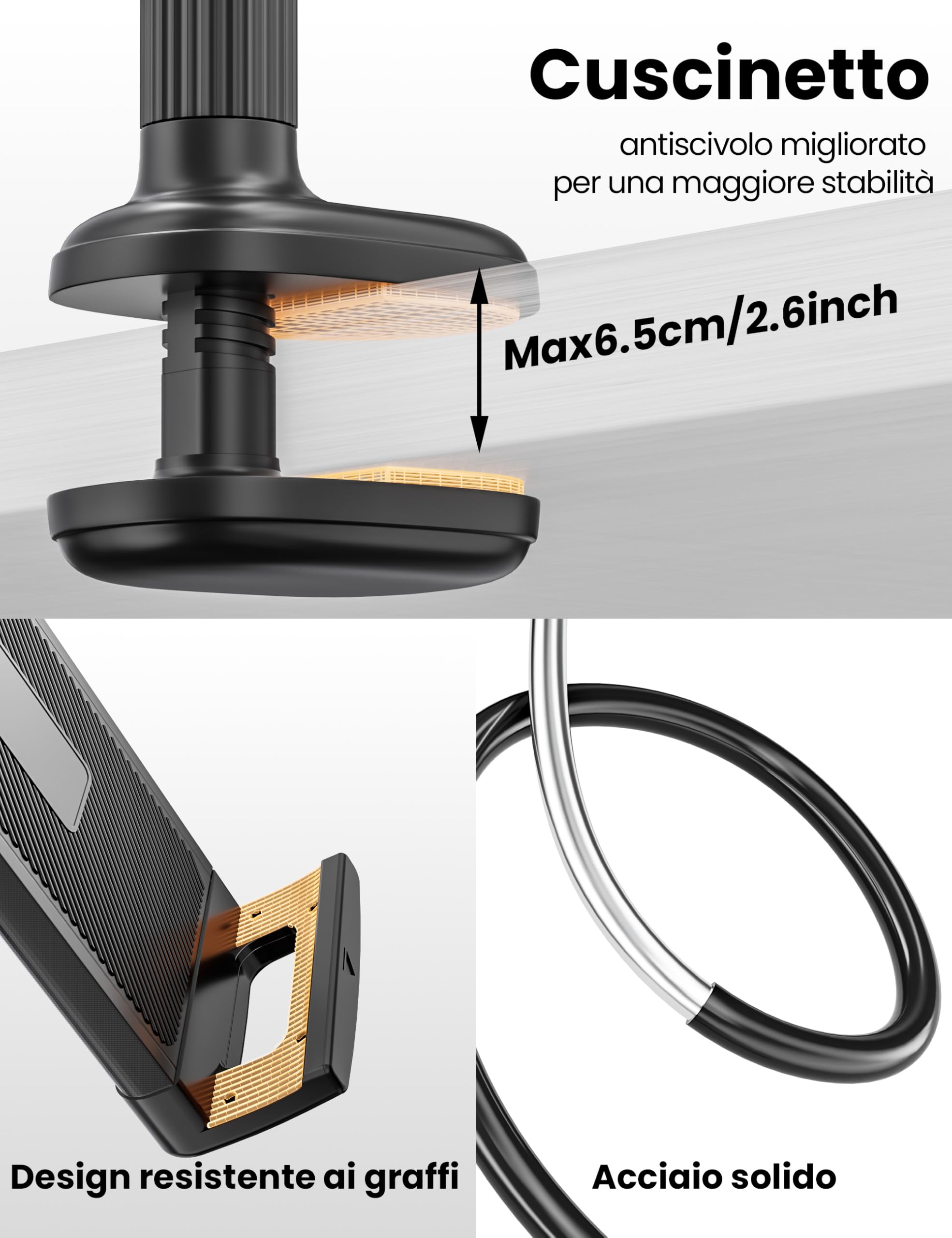 VOLTIFYMAX Supporto per Tablet con Gira Pagine Kindle, Braccio Regolabile a Cigno 4.7''-11''