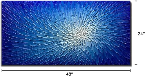Miniatura 8 de Amei Pinturas artísticas, 24 x 48 pulgadas, pintura al óleo de flores, pinturas 3D pintadas a mano sobre lienzo, arte abstracto, arte de madera en