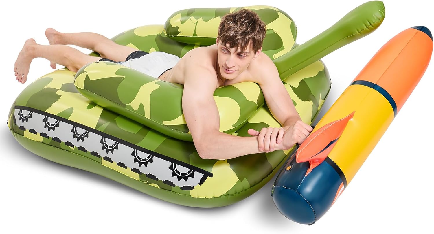 Inflatable Pool Fighting Toy, Tank Pool Float for Children and Adults, Water Game Float for Swimming Party Hit to Score Fun