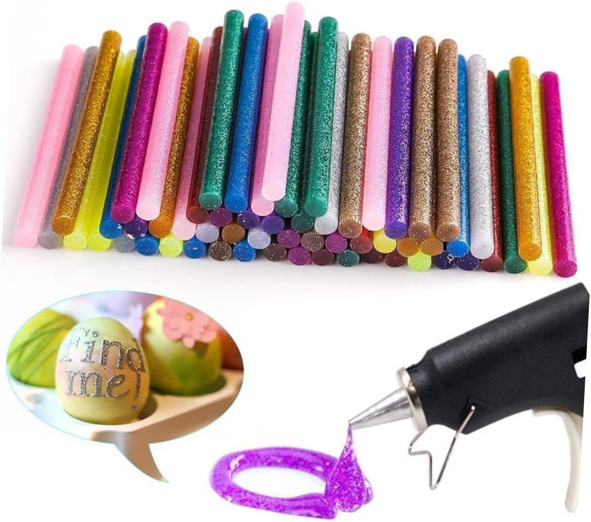DOITOOL 100pcs Colorful Hot Melt Glue Sticks Adhesive for Crafts and Decoration Glitter Strong Adhesion for More