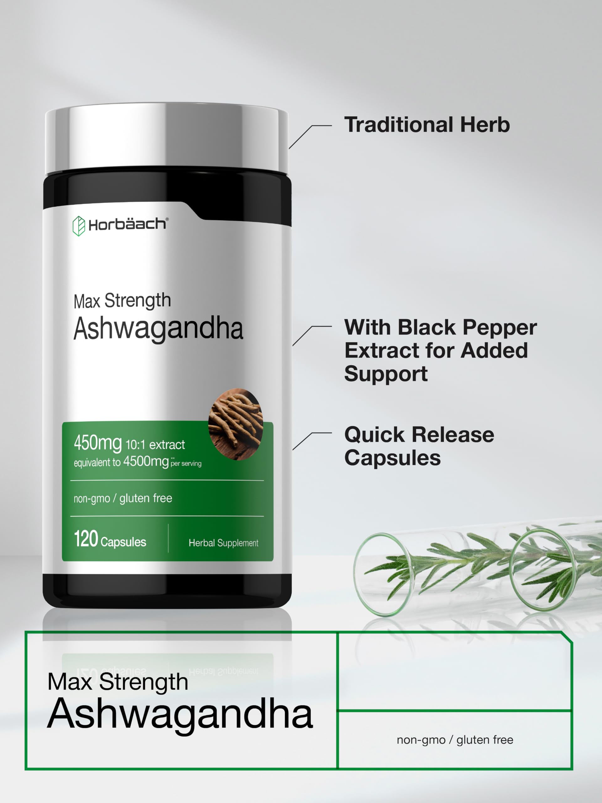 Horbäach Ashwagandha Supplement | Max Strength | 120 Capsules — Amazon image 4