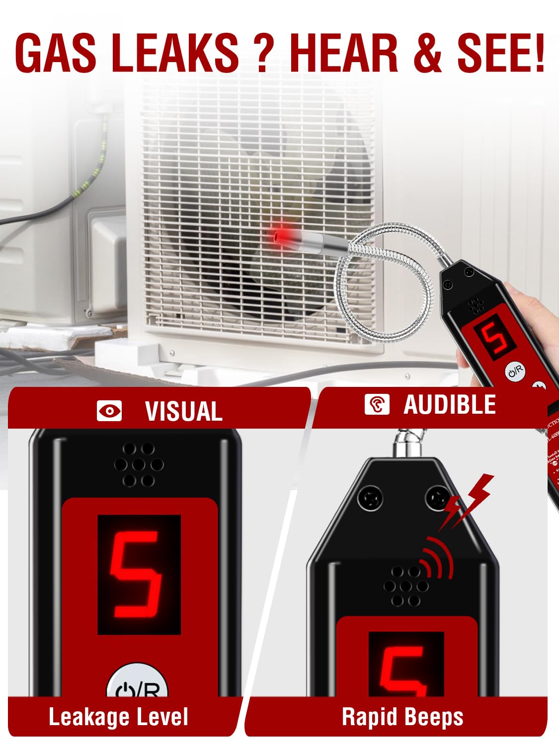 Detector de Fugas de Refrigerante con UV Luz WJL-6000Pro Detector de Freón, Probador de Fugas de Refrigeración Halógeno, HVAC, Aire Acondicionado para Automóviles