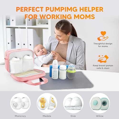 Miniatura 4 de PIIOSER Bolsa enfriadora de leche materna con bolsa de hielo, compatible con extractores de leche portátiles y accesorios, funda de transporte para