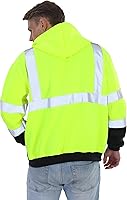 Vista 2 de sesafety Sudadera de seguridad de alta visibilidad para hombre, sudadera con capucha reflectante con cremallera clase 3, sudadera con capucha