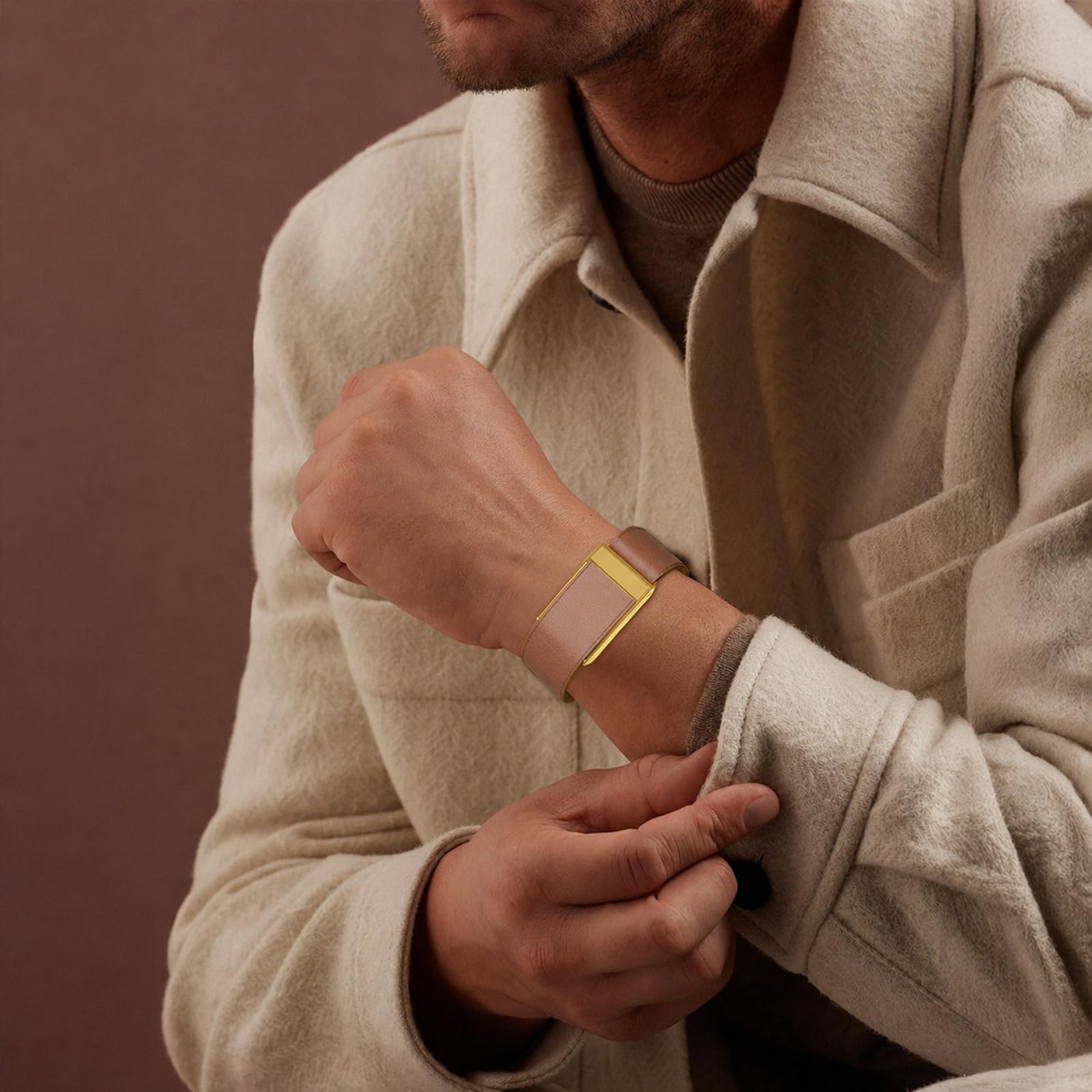 Bracelets de Cuir Compatible avec WHOOP 5.0/MG Band Bracelet pour Hommes et Femmes – Doux, Respirant et Confortable, Bracelets de Remplacement Réglables – Non Compatible avec La Génération 4