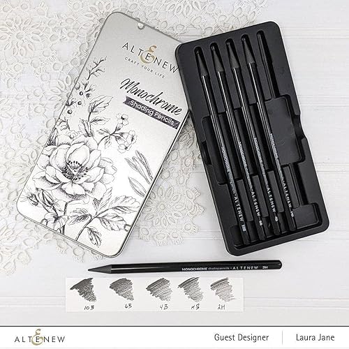 Miniatura 3 de Altenew Lápices de sombreado monocromáticos, 5 lápices de grafito sin madera para dibujar, dibujar, sombrear, lápices de arte 2H, HB, 4B, 6B, 10B