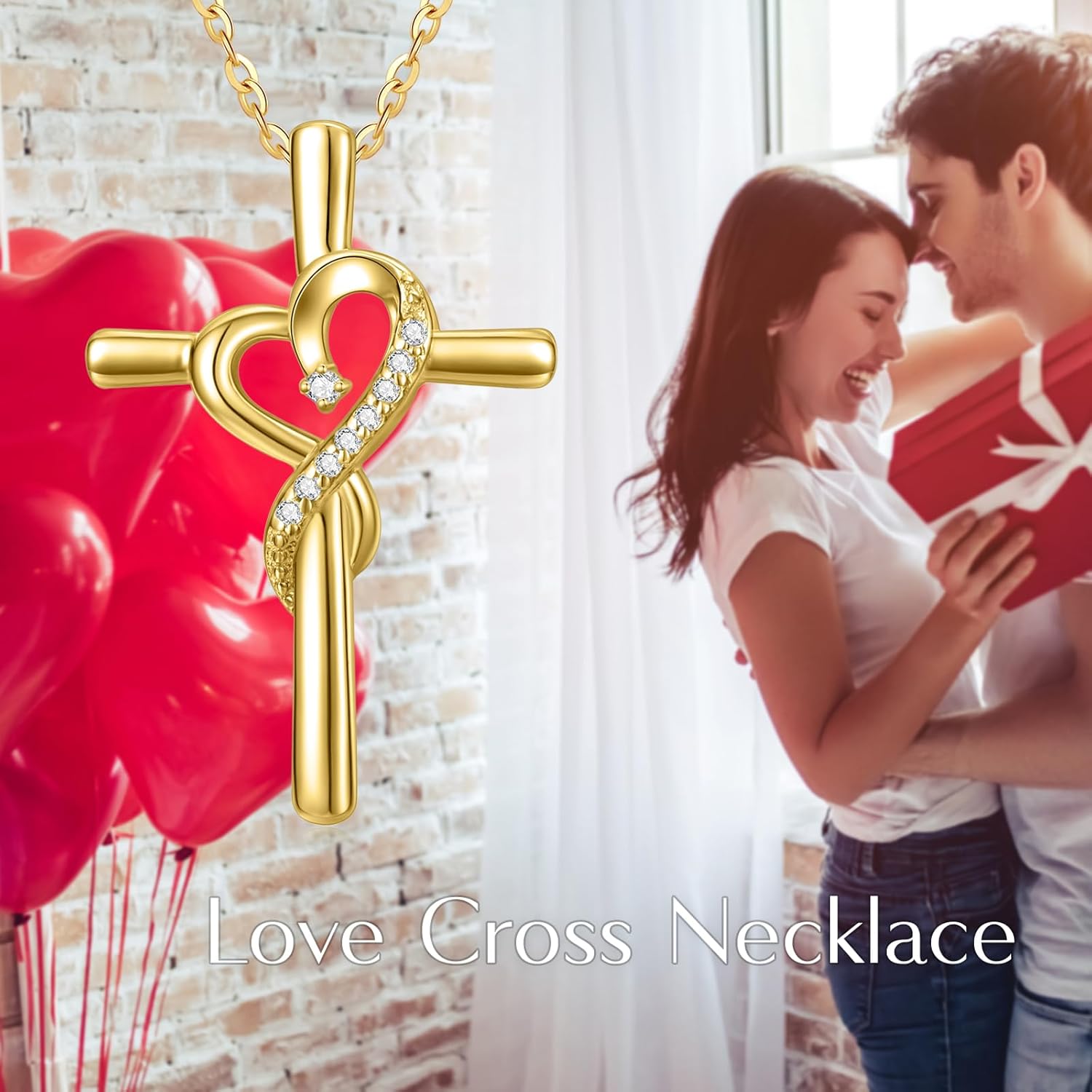 14k Yellow Gold Cross Necklace for Women with Natural Diamond(I2-I3 Clarity),Religious Pendant Necklaces Jewelry Gift for Mom Wife Her Mother's Day Christmas - Image 4