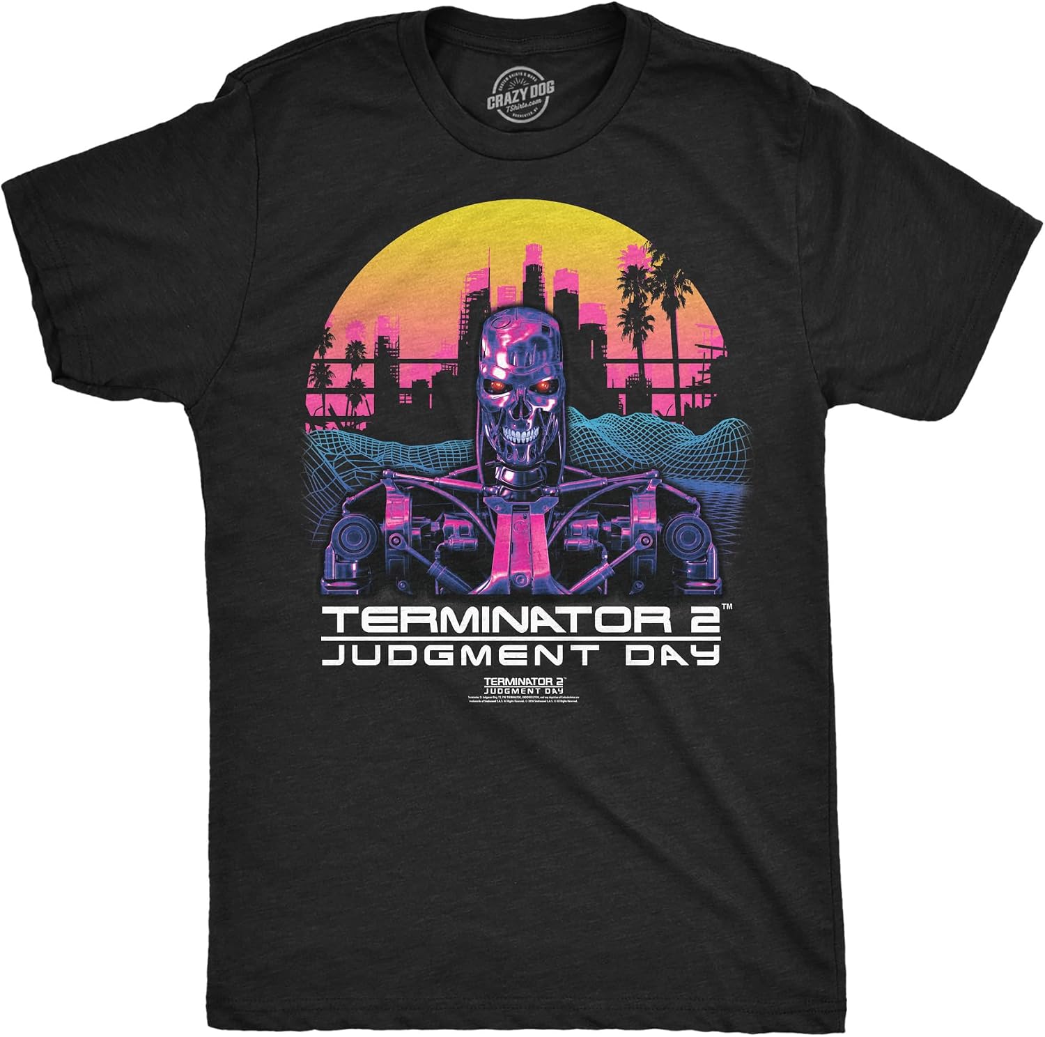 Mens Terminator 2 T-Shirt Funny Retro T2 Movie Graphic Tees