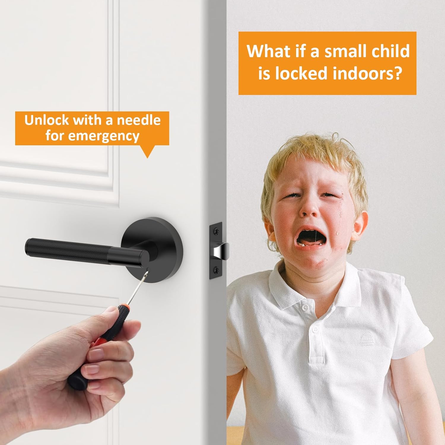 Amerdeco 3 Pack Matte Black Door Handles Interior, Knurled Privacy Door Handles,Heavy Duty Black Door Lever for Bedroom or Bathroom,Reversible Keyless for Left Right Handed Doors