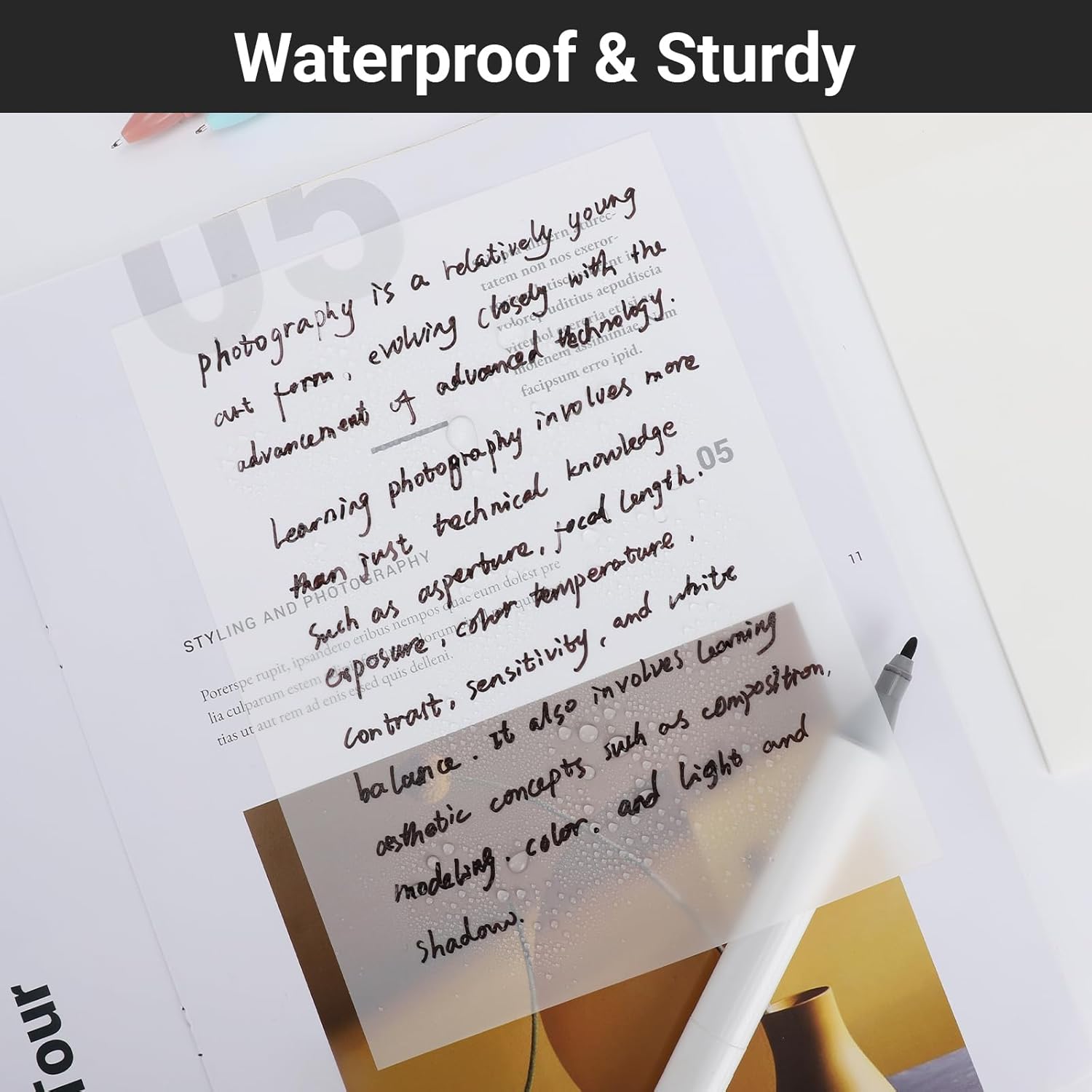 EUSOAR Translucent Sticky Notes, 100 Sheets 6x7.8 Inch Waterproof Message Reminder Clear Large Sticky Notes, See Through Adhesive Note Organizing Papers Nursing Note Pads for Book Annotation