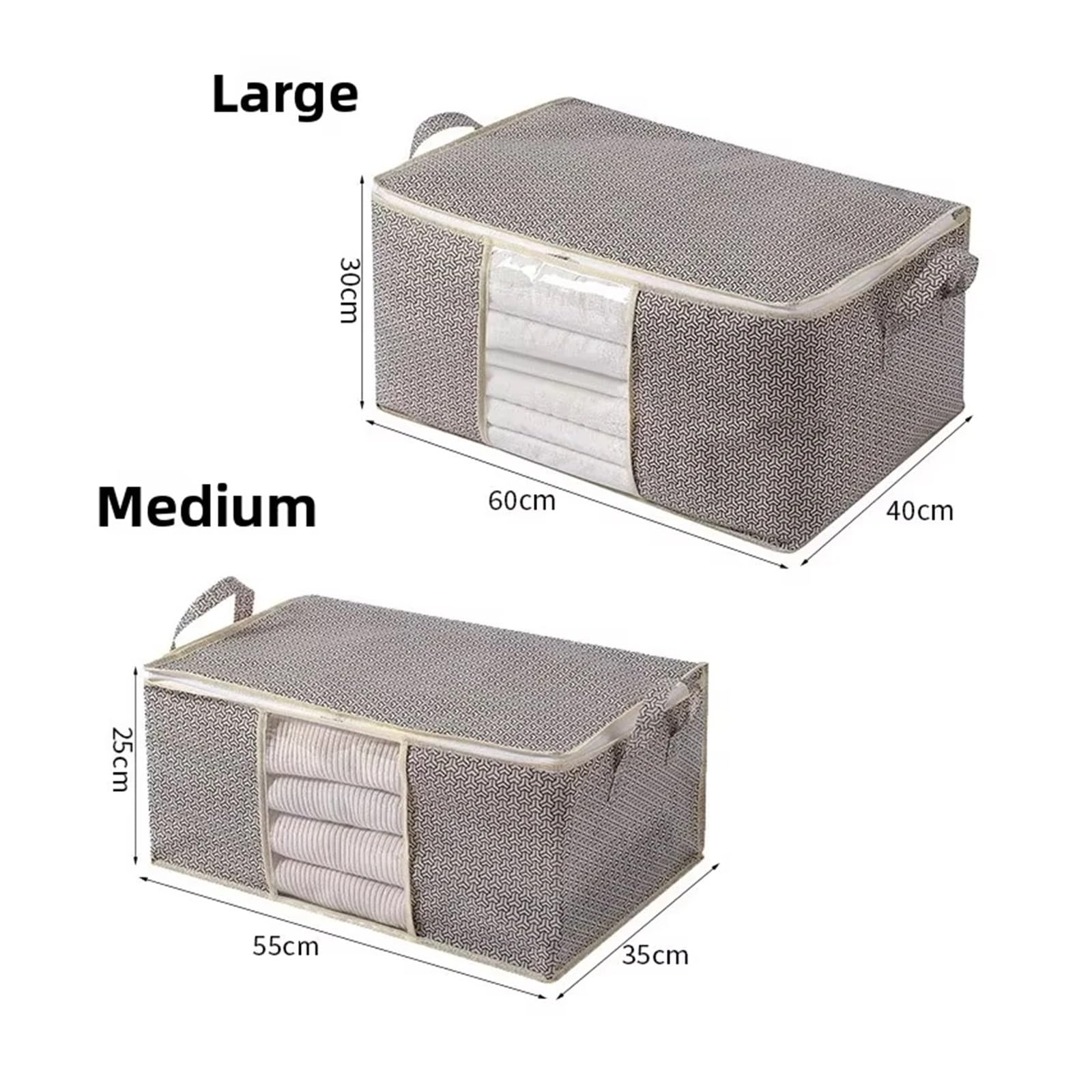 Cajas Almacenaje Ropa Caja de almacenamiento tela plegable gran capacidad, bolsa for edredón, ropa transparente y Visible, organizador guardarropa, 2 uds(60x40x30cm)