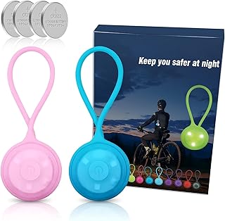 LED Flashing Light, Reflectors Children/Flashing Light School Bag/Light Pendant Dog/School Bag Light, for Children, Joggers, Pets and Cyclists (Light Pink + Orange Combo)