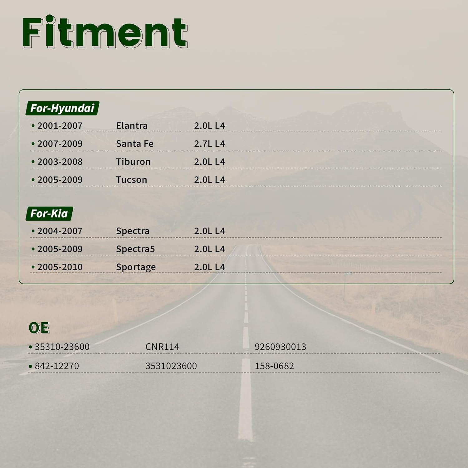 Fuel Injectors Fits for-Hyundai Elantra 2001-2007 Santa Fe 2007-2009 Tiburon Tucson For-Kia Spectra Spectra5 for-Sportage 2.0L L4 35310-23600 842-12270 CNR114