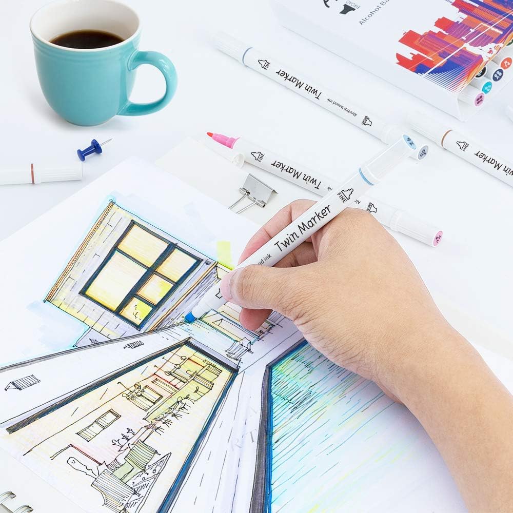 30 Colors Alcohol Markers, Dual Tip Art Markers for Kids, Permanent Sketch Marker Pens for Coloring Books Drawing : Arts, Crafts & Sewing