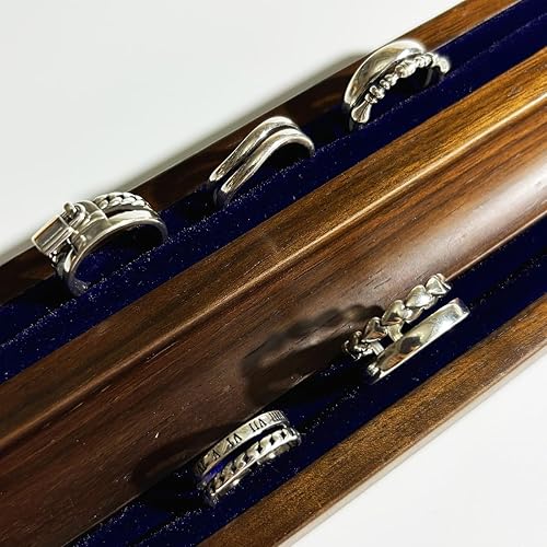 Miniatura 6 de Anillos de banda ancha de plata de ley 925 vintage hechos a mano para mujereshombres, anillo ajustable para el pulgar