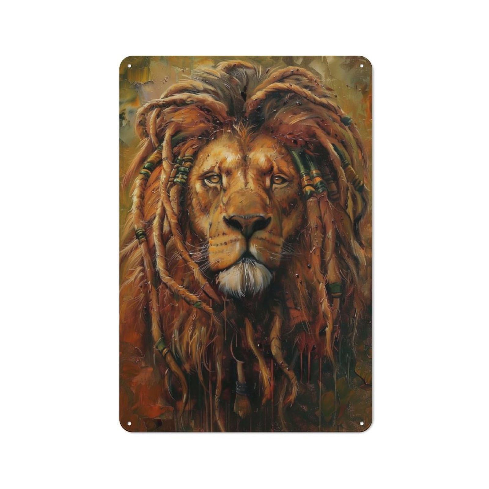 Garden Style Rastafari Lion Jamaica Tin Sign 30x20cm, Porch Wall Decor for Patio Bar, Workshop, Shed Or Kitchen