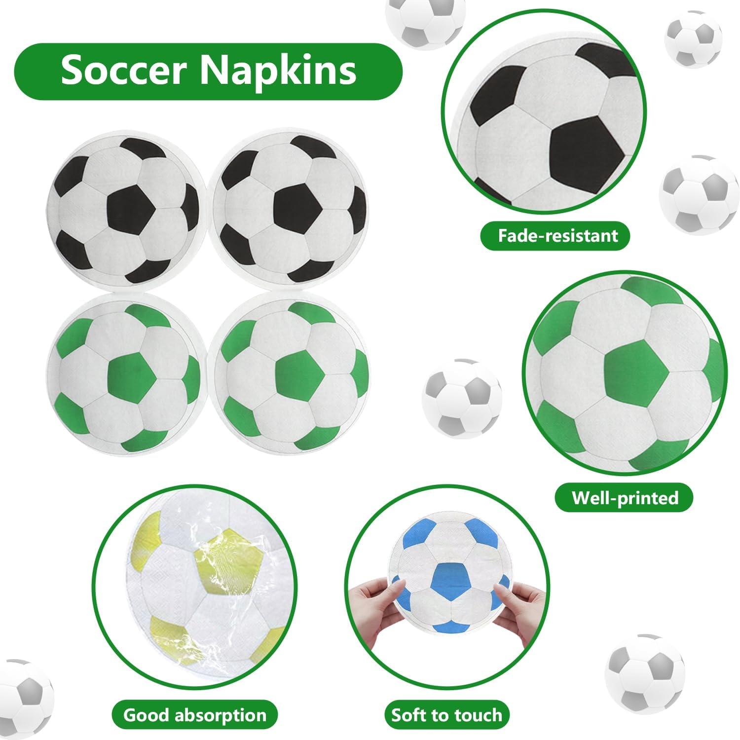 100 tovaglioli decorativi per feste di calcio, tovaglioli per feste di compleanno per bambini a tema calcio, eventi sportivi, forniture per feste di calcio, 33 cm