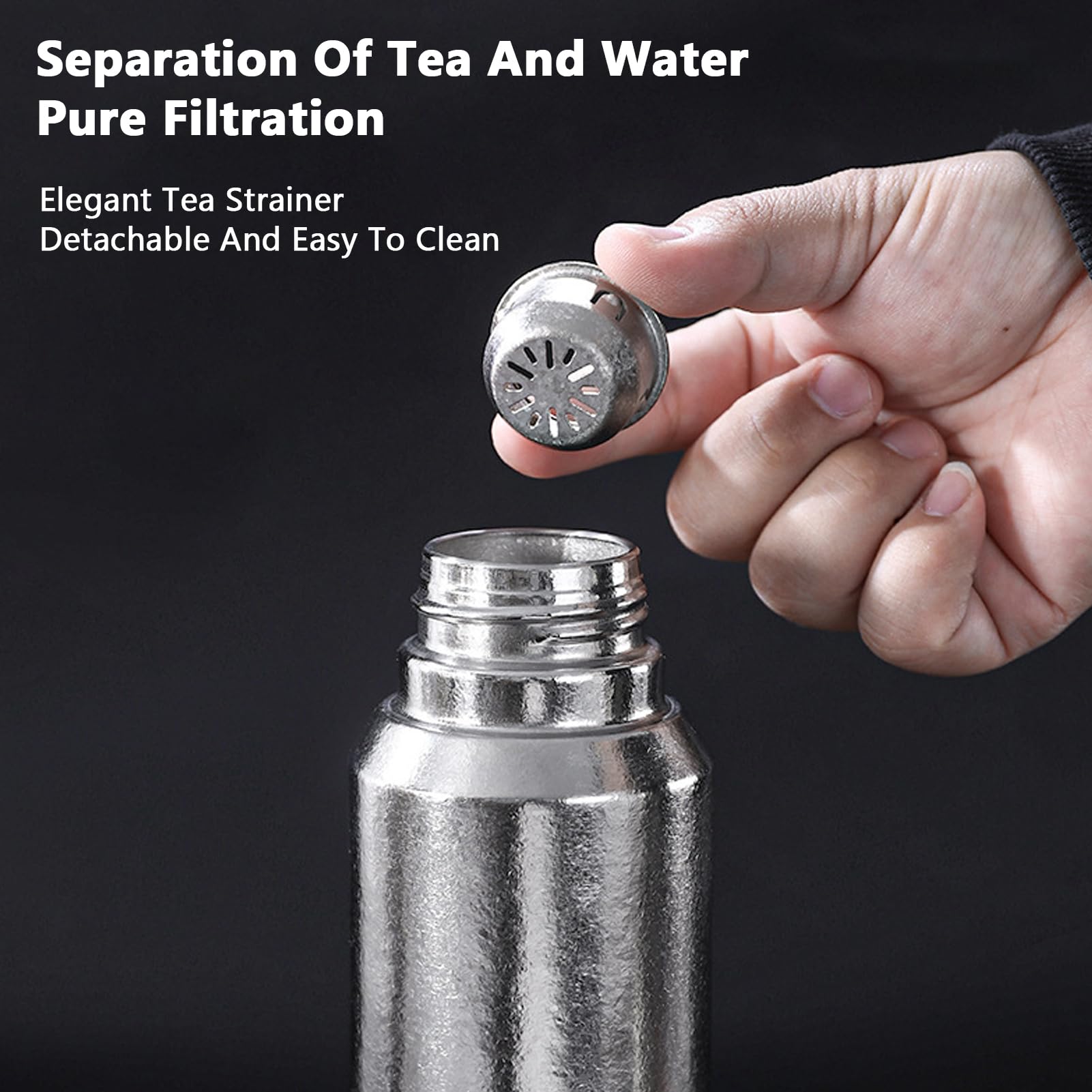 Botella de Agua con Aislamiento de Metal, Tapa de Taza de Infusión de té Al Vacío de Doble Capa para Viajeros, 500ml (#1)