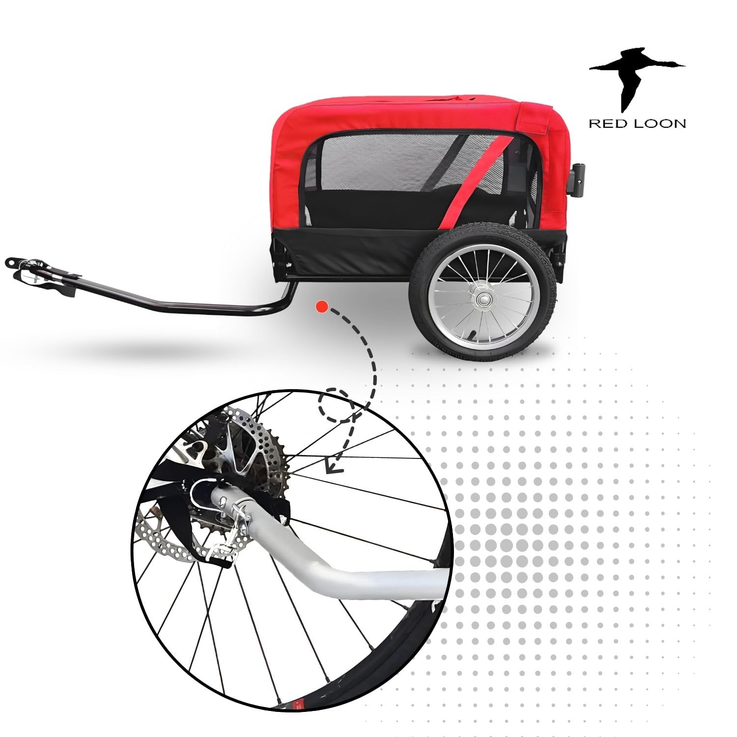 Red Loon Remorque pour chien Mini - Remorque de vélo pour chien Jogger Rouge, Transporteur stable 20kg de capacité, Ensemble de jogging convertible, avec attelage universel et protection contre la