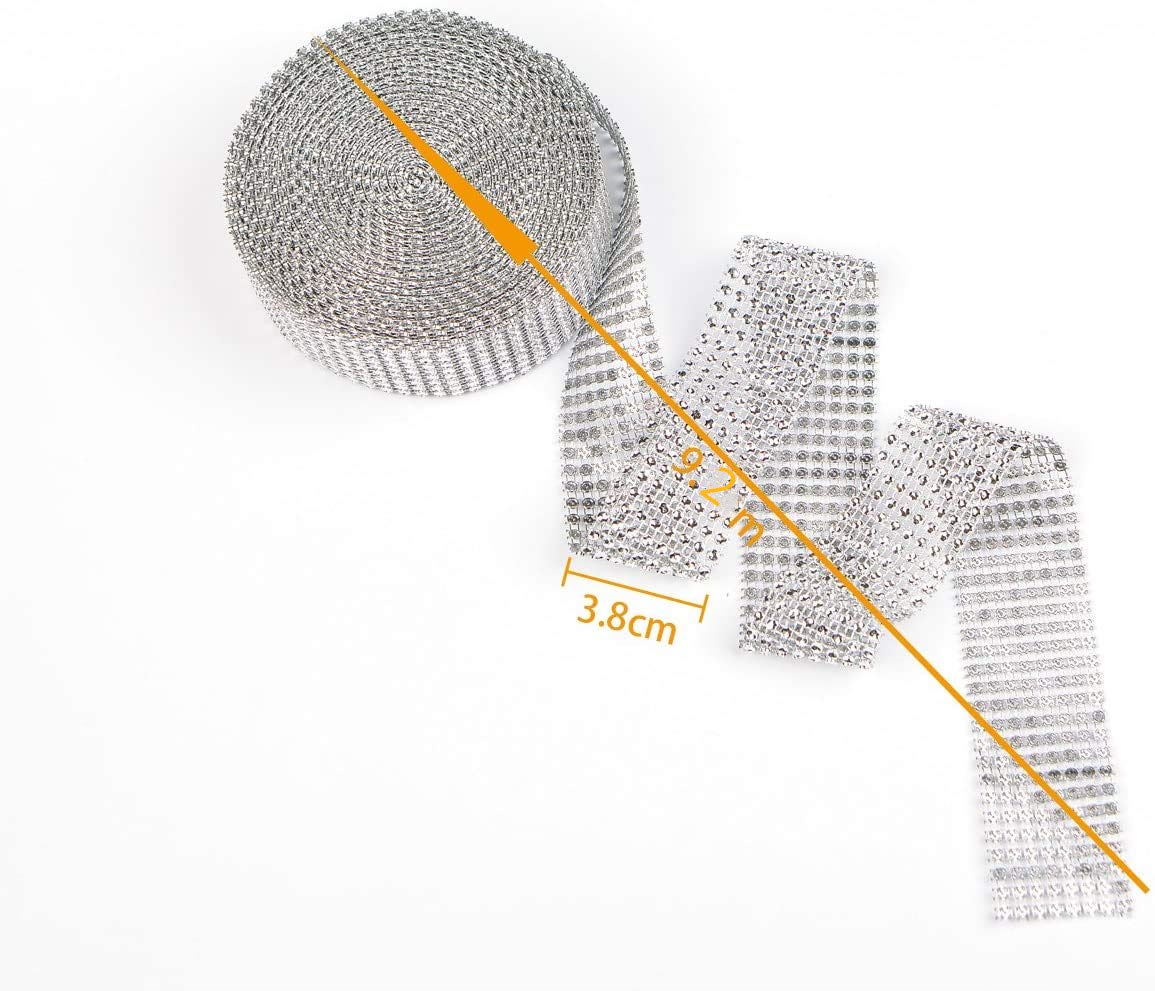 Tuxiaobu 12 File 10 Yard Argento Acrilico Diamante Maglia Nastro