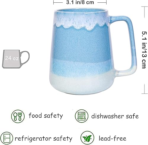 Vista 66 de Taza de café de cerámica de 24 onzas, taza de café con leche, taza de té para cacao, capuchino, latte, cereales, apta para lavavajillas, microondas