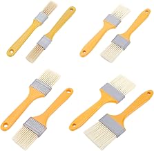8Pcs 4 Style Mixed Color Nylon Brush Flat Art Paint Brushes Set Synthetic Artist Paint Small Brush Bulk with Plastic Handle for All Latex Oil Paints Stains Home Improvement