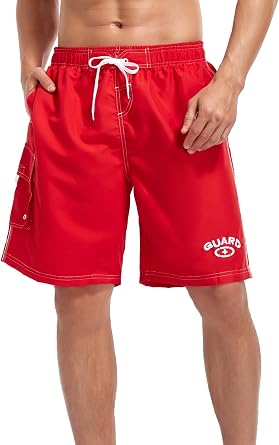 Adoretex Mens Guard Board Shorts Swim Trunks with Mesh Liner, Designed for Guard Uniform Swimwear