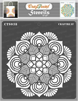 CrafTreat Reusable Flower Mandala Stencils - DIY Art & Craft Stencils - 6x6 Inches - For Wood, Canvas, Paper, Fabric, Floor, Wall & Tile