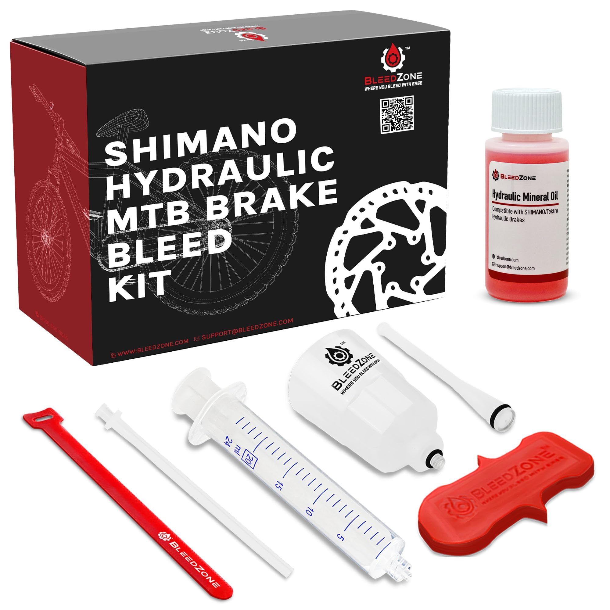 BleedZone for Shimano Brakes, Bike Hydraulic Brake Bleed Kit with 60ml Mineral Oil, Fits with Shimano Bicycles, Mountain Bike Bicycle Bleed Kit
