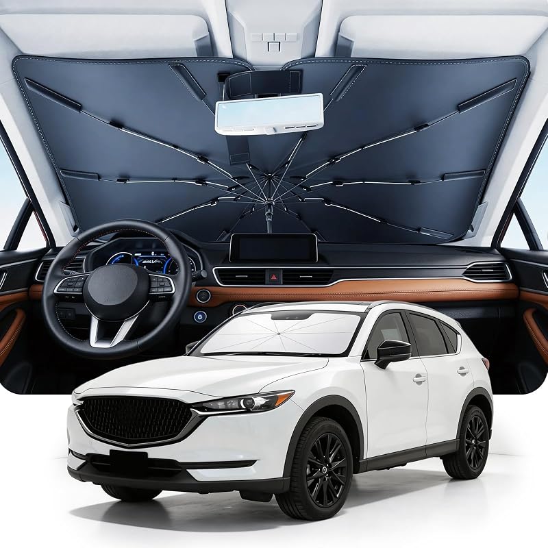 Protetor solar para para-brisa em formato de guarda-chuva DMJN compatível com Mazda CX-5 2013–2026, preto