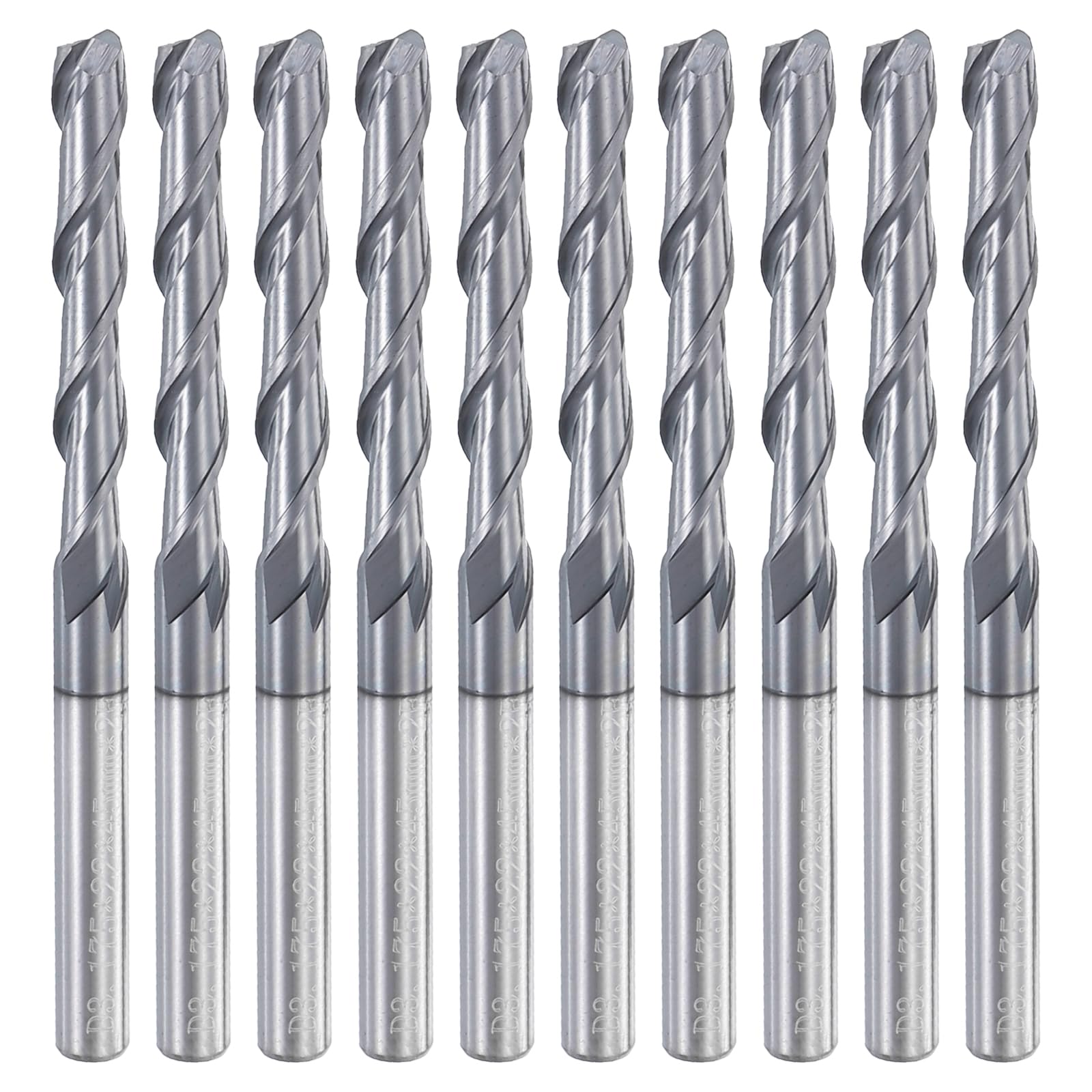 QUARKZMAN 10 sztuk frezów trzpieniowych 1/8", stal wolframowa, 2 frezy CNC z powłoką z wysokiego aluminium i tytanu, długość ostrza 22 mm, długość całkowita 45 mm, twardość 44-46
