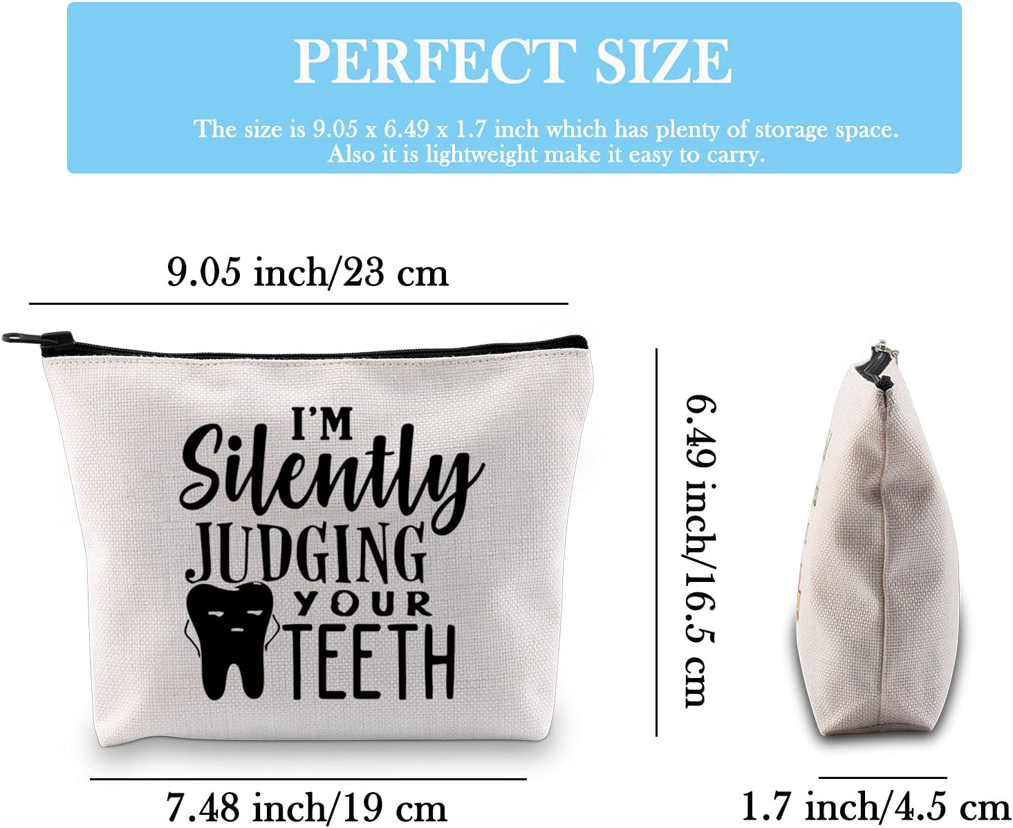 Dentist Gift Dental Hygienist Gift Dental Assistant Gift I’m Silently Judging Your Teeth Dental Graduation Zipper Pouch Bag (Judging Your Teeth EU) - Image 3