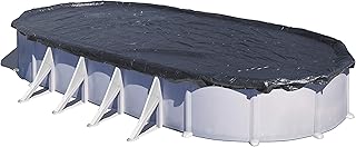 GRE CIPROV611 - Bâche d'hiver pour piscines ovales de 610x375cm ou en Forme de 8 de 500x340cm, épaisseur 120 g/m². Couleur Noire