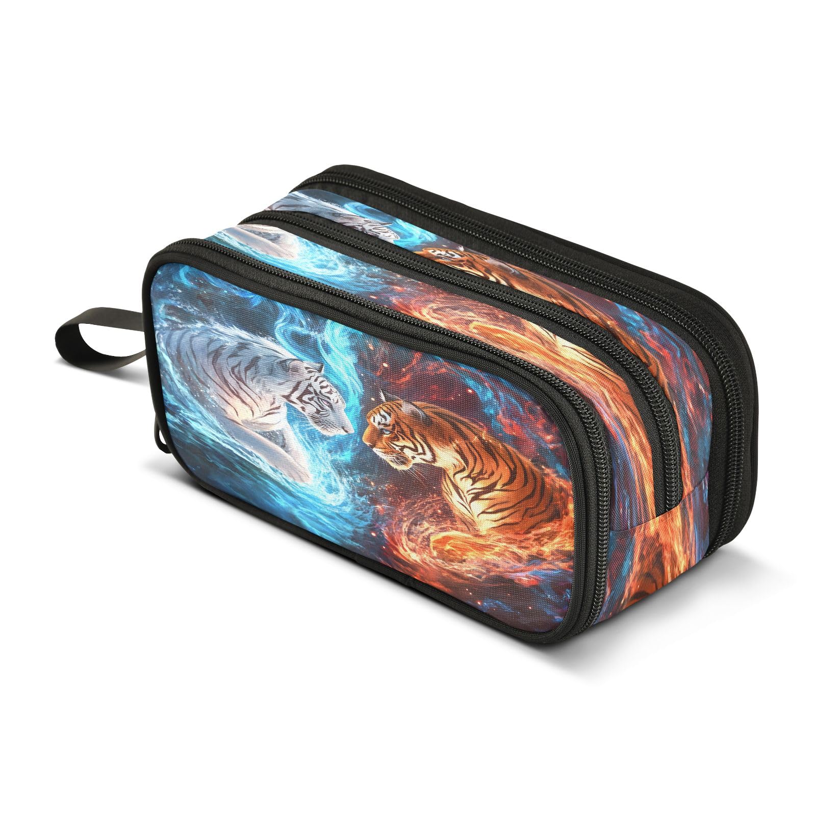Two Tigers Pencil Case 3 Compartment Pen Bag Pouch Holder Box School Portable Stationery Storage Bag for Girls Boys
