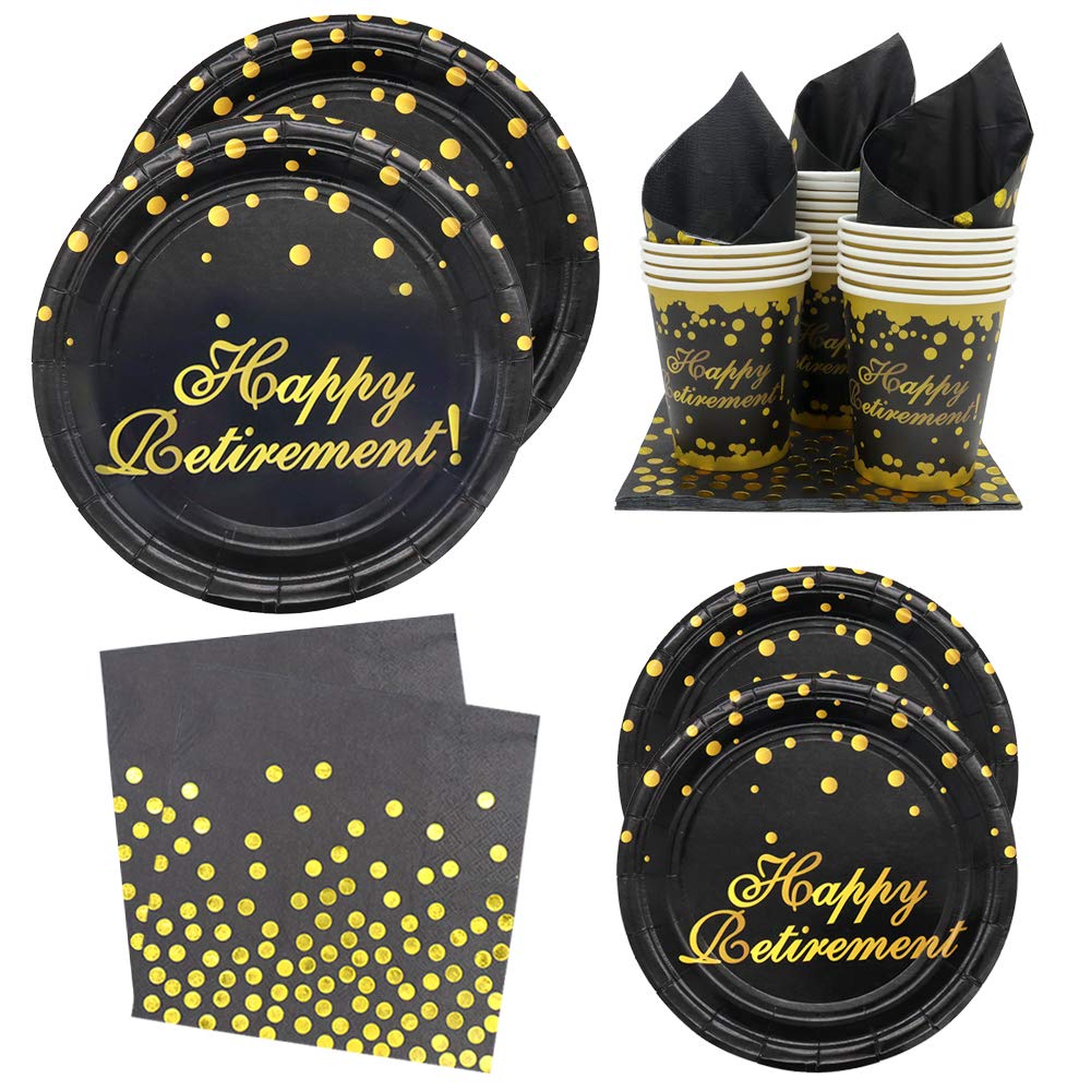 Buy Pandecor Retirement Party Supplies Serves 20 80 PCS Happy Retirement Disposable Tableware