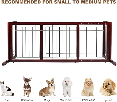 Miniatura 2 de Bonnlo Puerta independiente para perros, puerta de 37 a 68 pulgadas de ancho para chimenea, escaleras, puertas, valla ajustable de madera para