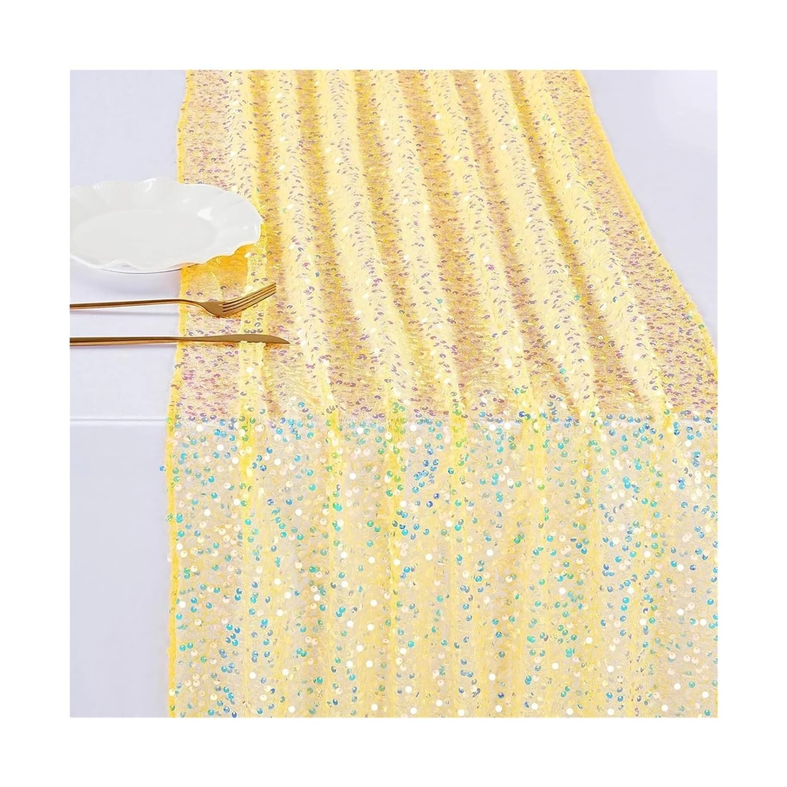 PZOFERLIN Table flag Mermaid Iridescent Sequin Glitter Table Runner 30x183-275cm for Wedding Party Decor(Color 5,30x183cm)