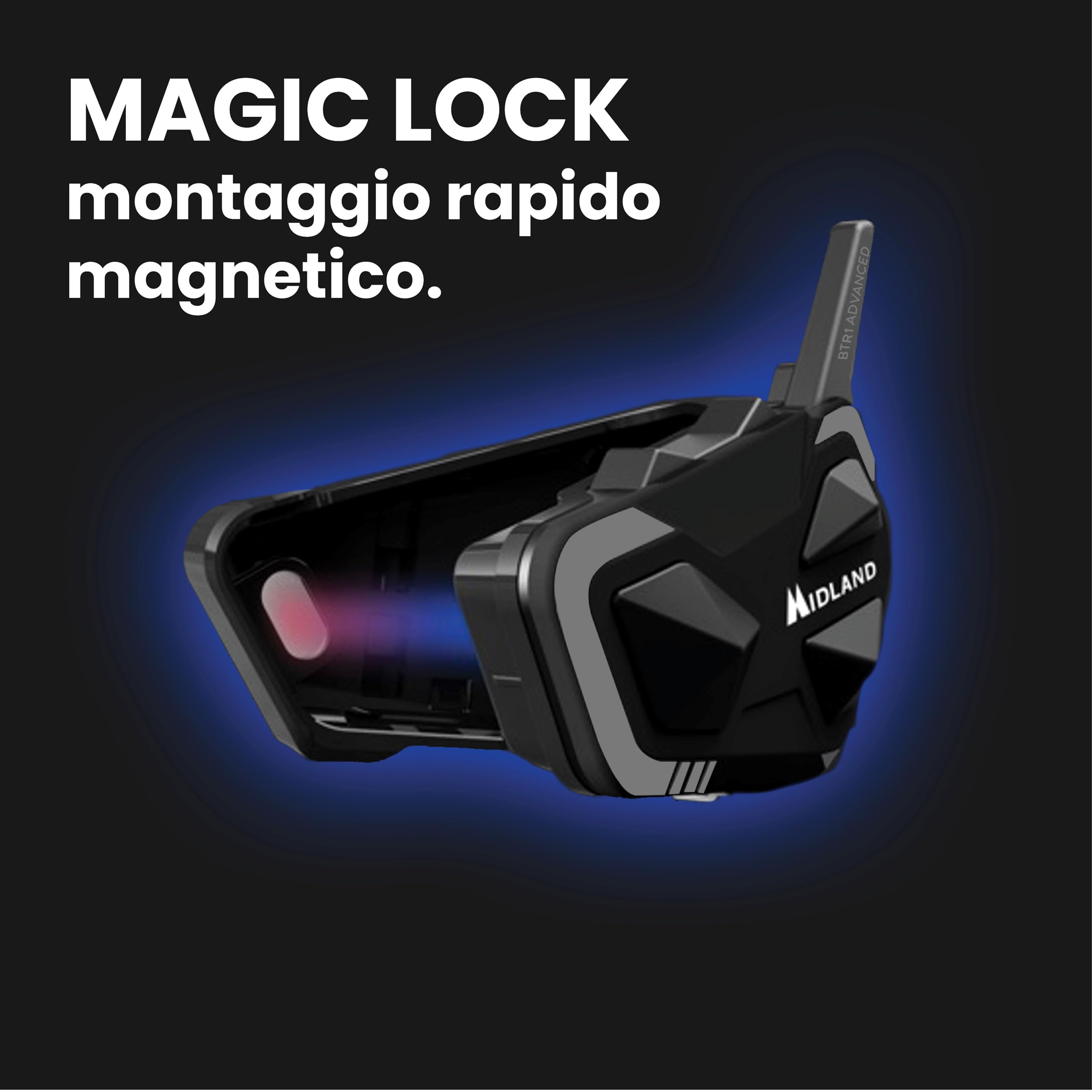 Midland BTR1 Advanced Twin Interfono Moto Bluetooth Impermeabile IPX6 1,2km 4 Persone Conference Batteria 23h Audio HD