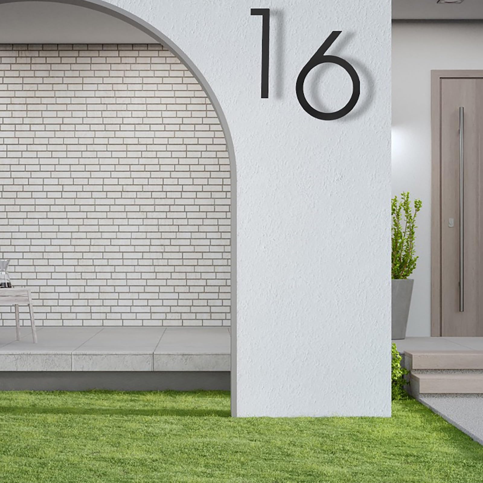 12 Zoll Hausnummern, moderne Metall-Edelstahl-Türnummer, 30 cm schwarze Briefkasten-Adresse-Schild mit Schrauben, für Wohnung, Wanddekoration, Straße, Garten, Büro, Café, Zimmer, Hotel(1)
