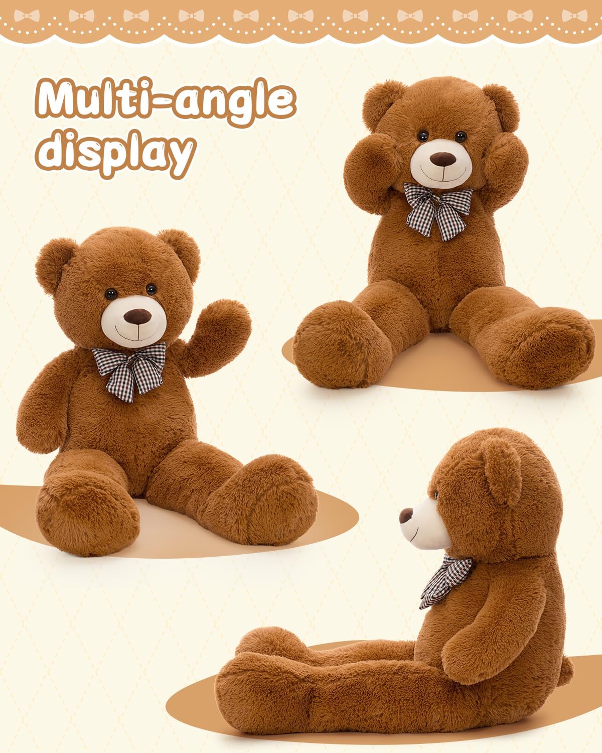 MaoGoLan Giant Teddy Bear Plush Toy - Ultra Soft & Cute Large Stuffed Animal 39 inches, Perfect for Baby Showers, Birthdays, Valentine’s Day Gifts (Kids, Couples, Family),Dark Brown