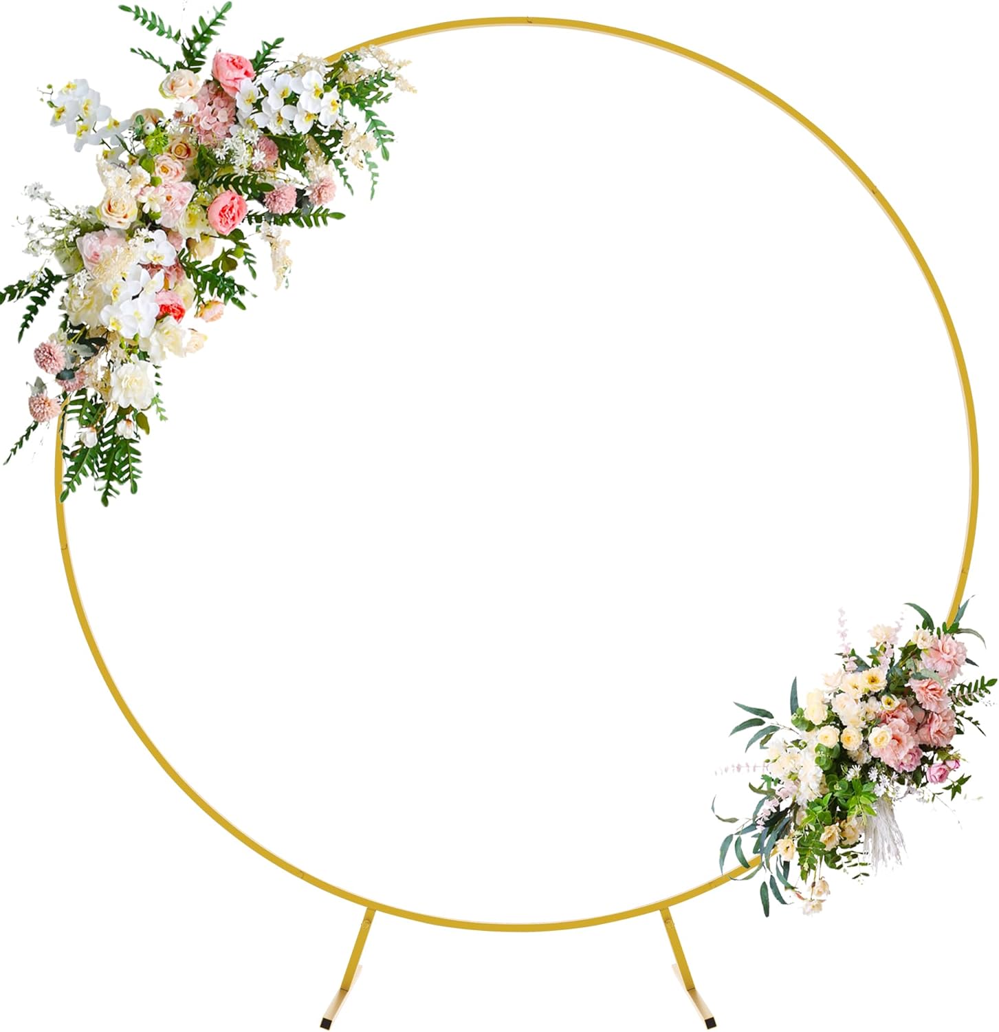 Wokceer Round Backdrop Stand 5FT Circle Balloon Arch Frame Circle Backdrop Stand Gold Round Arch for Wedding Birthday Party Bridal Shower Anniversary Event Ceremony Decoration 5 ft Gold