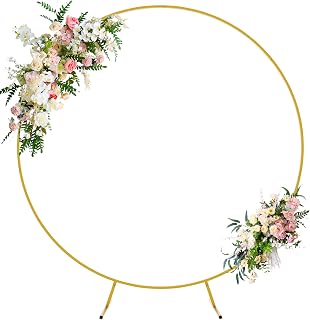 Wokceer Round Backdrop Stand 5FT Circle Balloon Arch Frame Circle Backdrop Stand Gold Round Arch for Wedding Birthday Party Bridal Shower Anniversary Event Ceremony Decoration