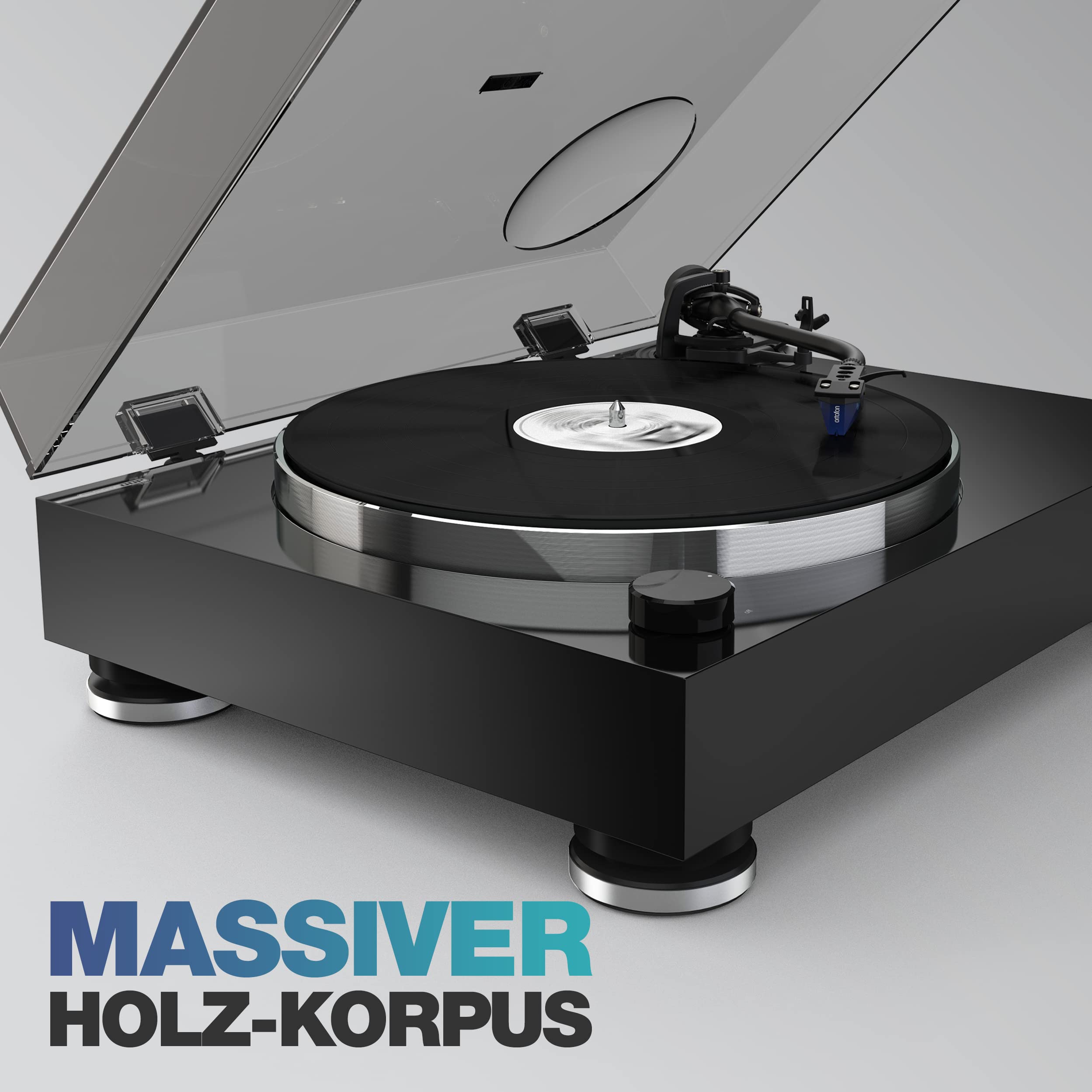 Reloop Turn X - Premium HiFi-Plattenspieler Inkl. Ortofon 2M Blue, High Torque-Direktantrieb, Präzise Rotationssteuerung, 3 Geschwindigkeiten, CNC-Aluminium-Druckgussteller, Anti-Skating, Schwarz