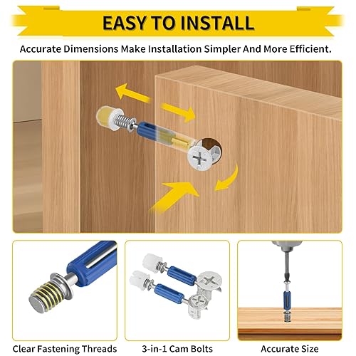 Miniatura 4 de Cerraduras de leva, 100 piezas de ruedas excéntricas cerraduras de leva para muebles de conexión de accesorios de bloqueo de leva, conector de leva