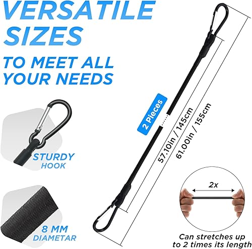 Miniatura 12 de SDTC Tech - Paquete de 8 correas elásticas extra fuertes negras de 6 pulgadas, 8 pulgadas, 10 pulgadas, correas elásticas resistentes