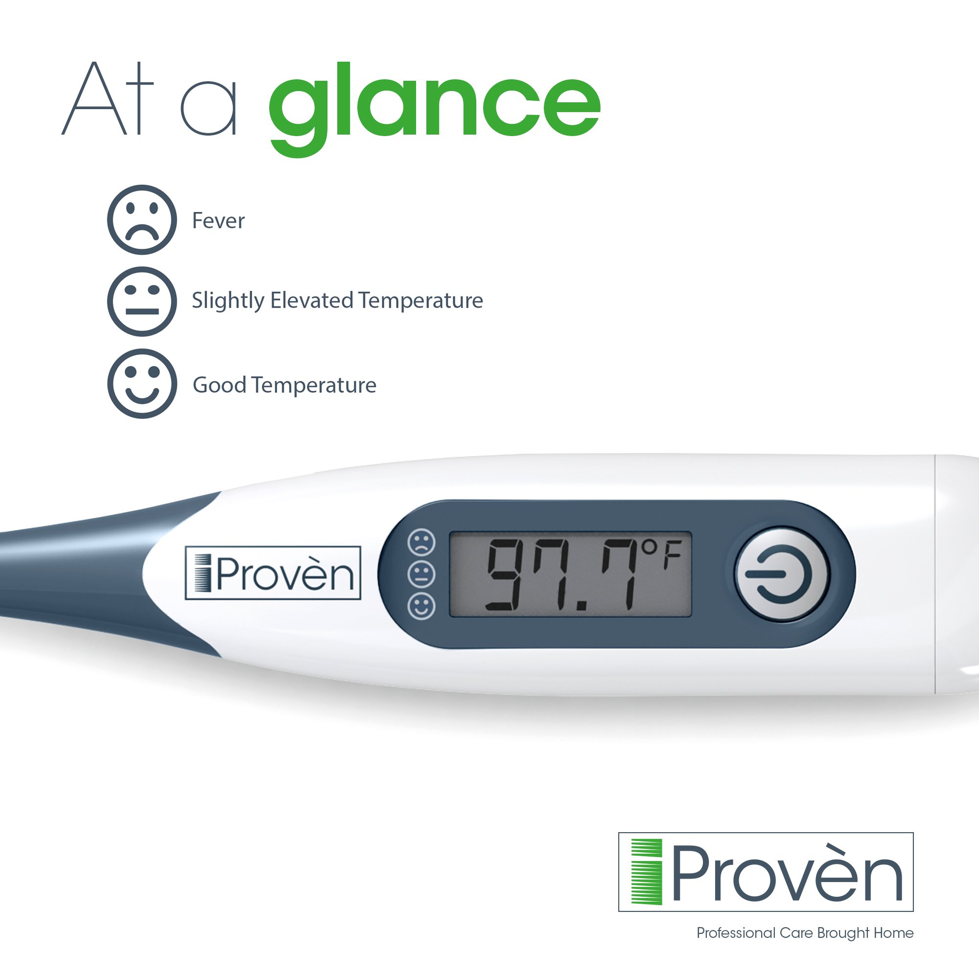 Termometro con indicazione febbre – veloce e preciso – Termometro digitale per la misurazione orale, ascellare e rettale – Iprovèn dt-r1221 a, colore bianco