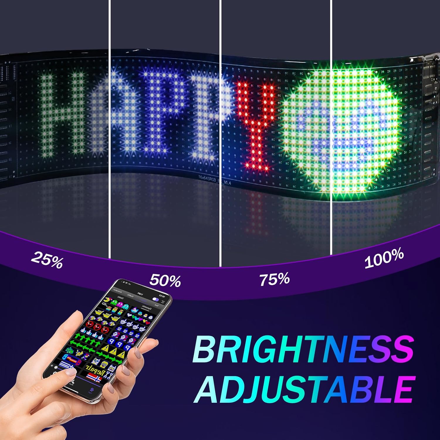 ITEFDTUTNE Programmable Led Sign 15""x4"", Scrolling Bright Advertising LED Sign,Flexible Digital Sign,Bluetooth App Control Custom Text Pattern Pre-Made Animation, LED Sign for Car Store Bar, Black