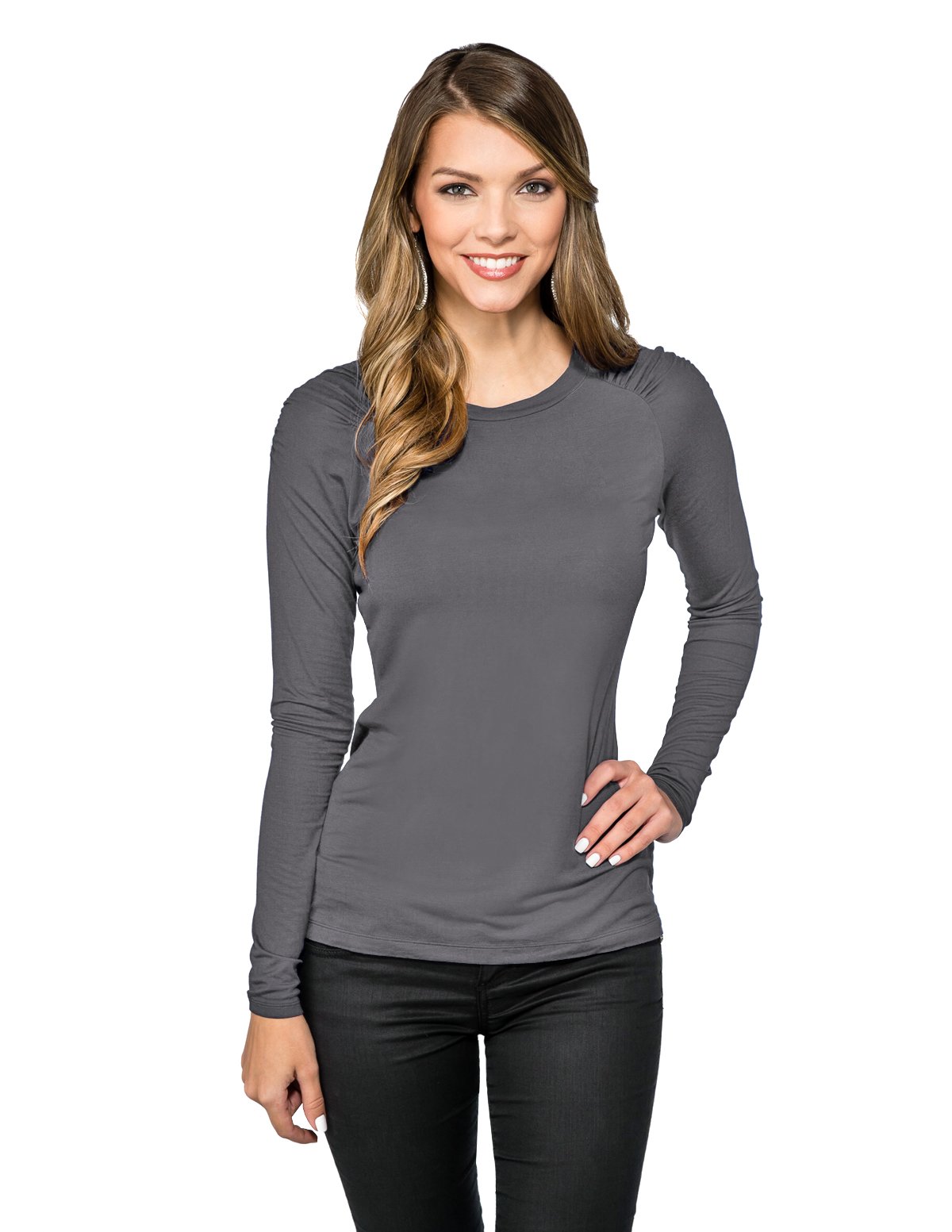 Averill's Sharper Uniforms Women's Ladies Stretch Long Sleeve Cocktail Server Shirt 4XL Pewter