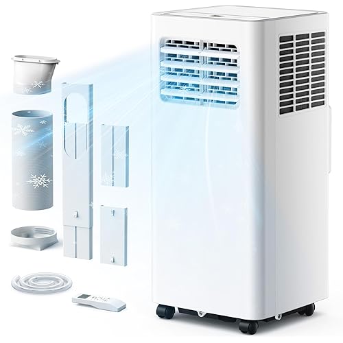 EUHOMY Portable Air Conditioners 14,000 BTU, 4-in-1 Portable Air Conditioner for Rooms Up to 650 Sq.Ft. with Cool, Fan, Dehumidifier, Sleep, Portable AC Unit with Remote & 24H Timer, Installation Kits