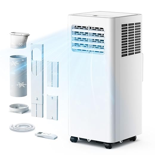 EUHOMY 8000 Btu Portable Air Conditioners, 3 in 1 Portable AC with Cool, Dry, Fan Modes, Quiet Air Conditioners with 24H Timer & Sleep Modes, with Remote, for Bedroom, Apartments up to 350 Sq.Ft